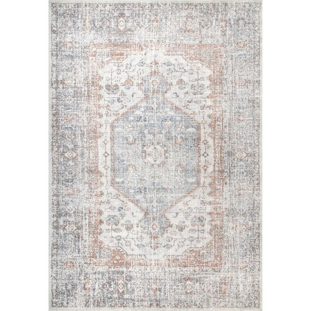 nuLOOM Jacquie Machine Washable Vintage Floral Area Rug, 2' x 3', Grey | Walmart (US)