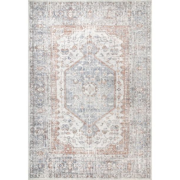 nuLOOM Jacquie Machine Washable Vintage Floral Area Rug, 2' x 3', Grey | Walmart (US)