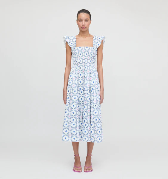 The Ellie Nap Dress - White Cisco Trellis | Hill House Home US