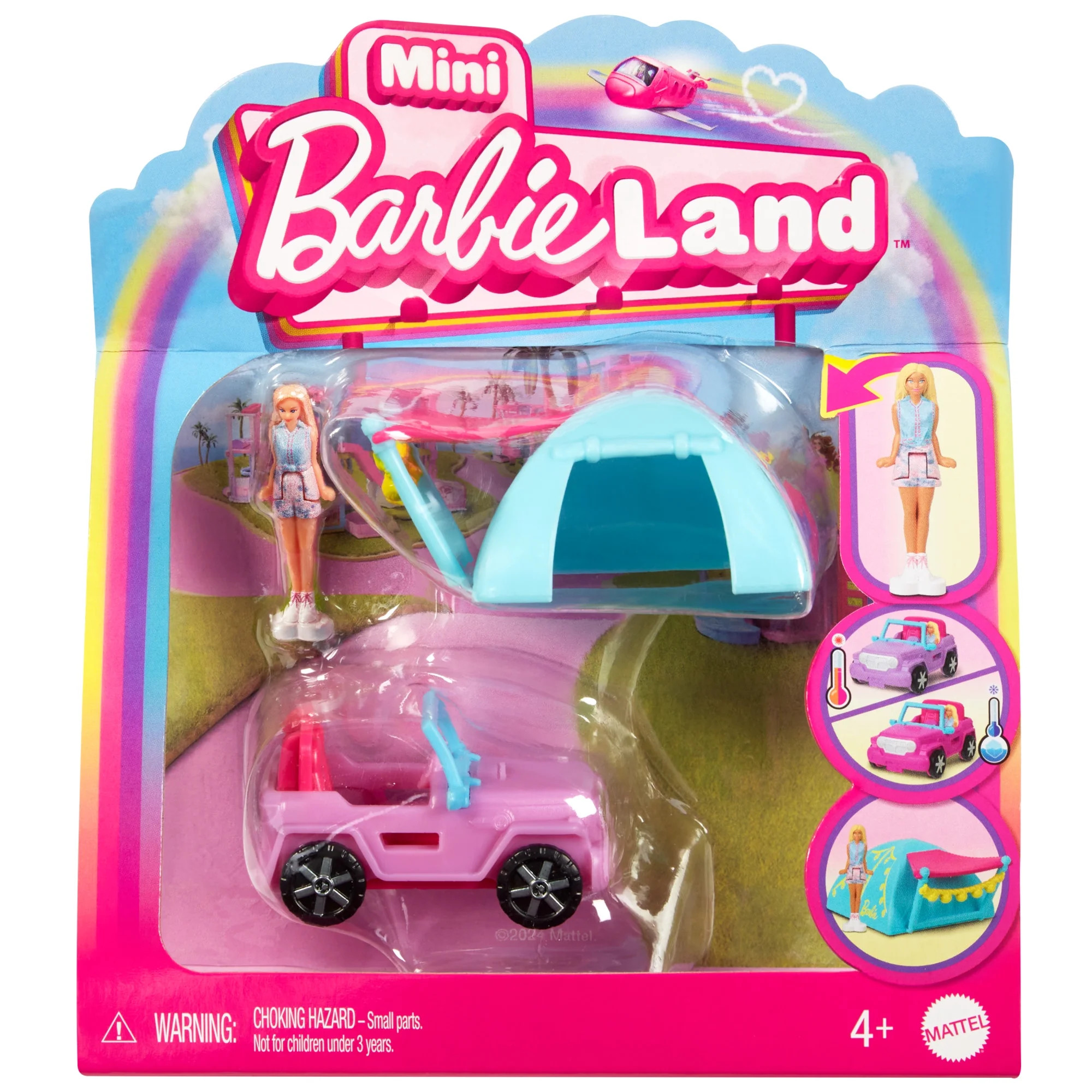 Barbie Mini BarbieLand Doll & Vehicle Set with 1.5-inch Doll, Color-Change SUV & Tent Accessory | Walmart (US)