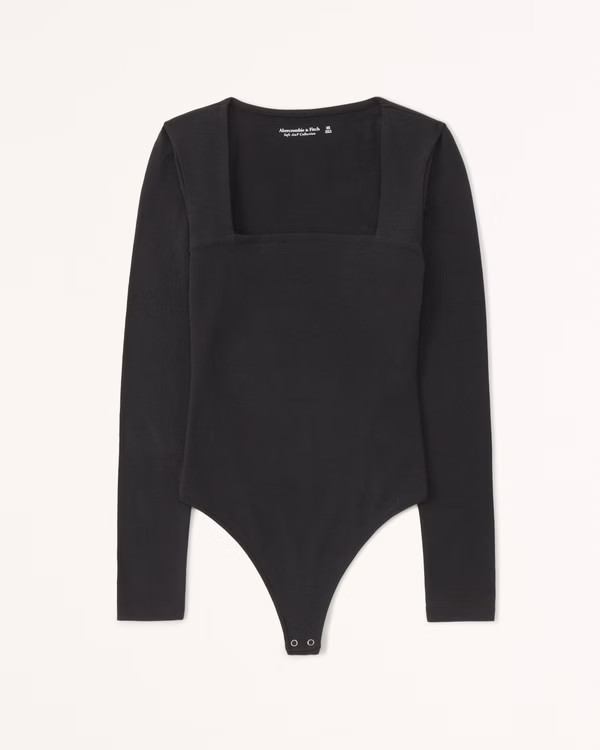 Women's Long-Sleeve Cotton Seamless Fabric Squareneck Bodysuit | Women's Up To 40% Off Select Sty... | Abercrombie & Fitch (US)