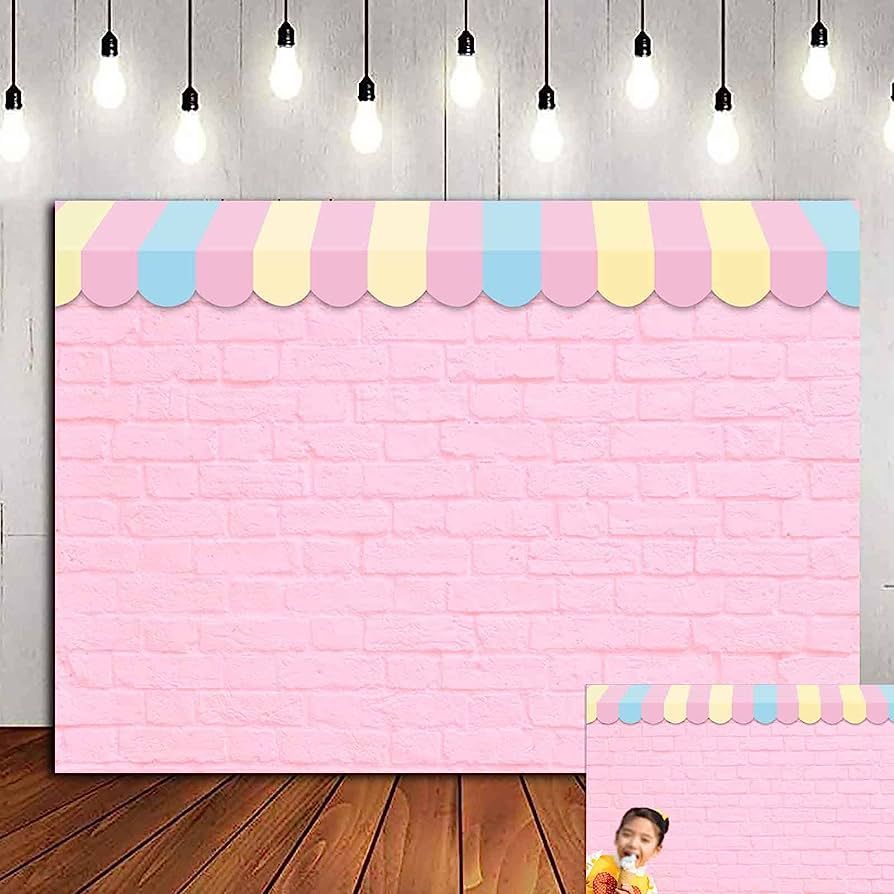 HQM Pink Brick Wall Ice Cream Parlor Photography Background 7X5ft Fabric Princess Girl Kids Baby ... | Amazon (US)