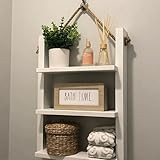 Rope Hanging Ladder Shelf, Rustic Farmhouse Decor, Bathroom Decor | Amazon (US)