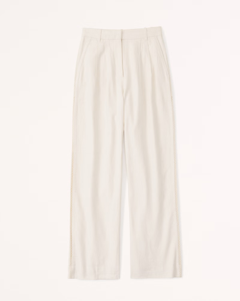 Linen-Blend Tailored Wide Leg Pant | Abercrombie & Fitch (US)