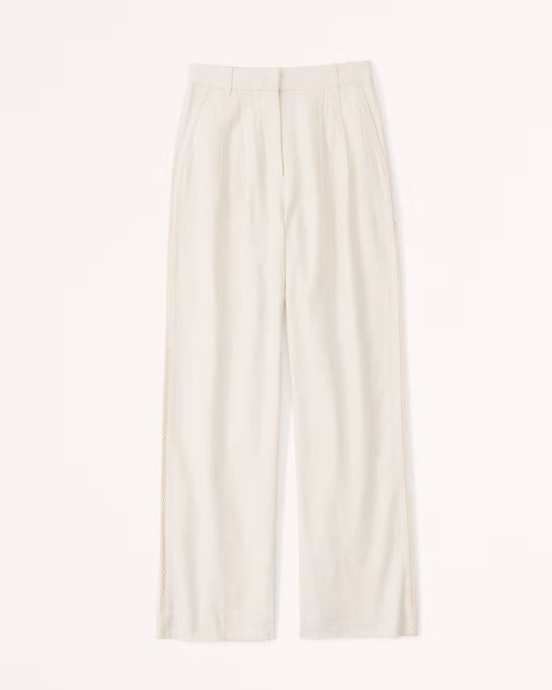Women's Linen-Blend Tailored Wide Leg Pants | Women's Bottoms | Abercrombie.com | Abercrombie & Fitch (US)