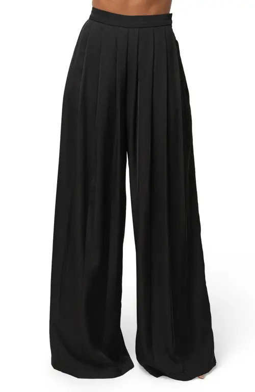 JLUXLABEL Clara Pleated Wide Leg Trousers in Black at Nordstrom, Size Large | Nordstrom