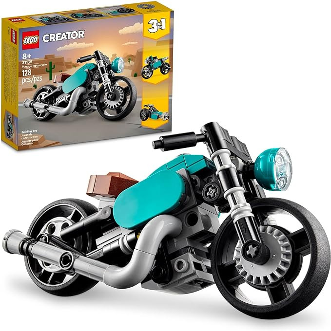 LEGO Creator 3 in 1 Vintage Motorcycle Set, Transforms from Classic Motorcycle Toy to Street Bike... | Amazon (US)