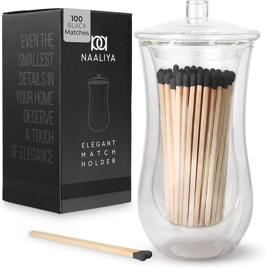 Decorative Matches in a Jar with Striker | 100 Long Matches for Candles (4 Inch Matches) | Elegan... | Amazon (US)