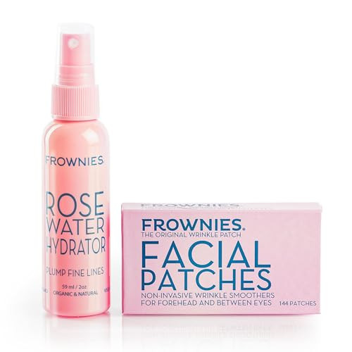 Frownies Forehead & Between the Eyes Facial Patches and Rose Water Hydrator Combo – Forehead Wrinkle Patches (144) with Rose Water Spray for Face (2oz) – For All Ages & Skin Types | Amazon (US)