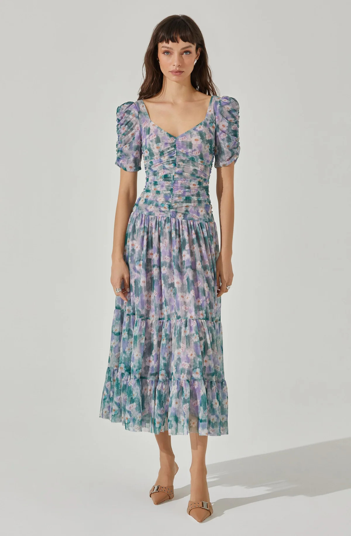 Sweetheart Floral Mesh Midi Dress | ASTR The Label (US)