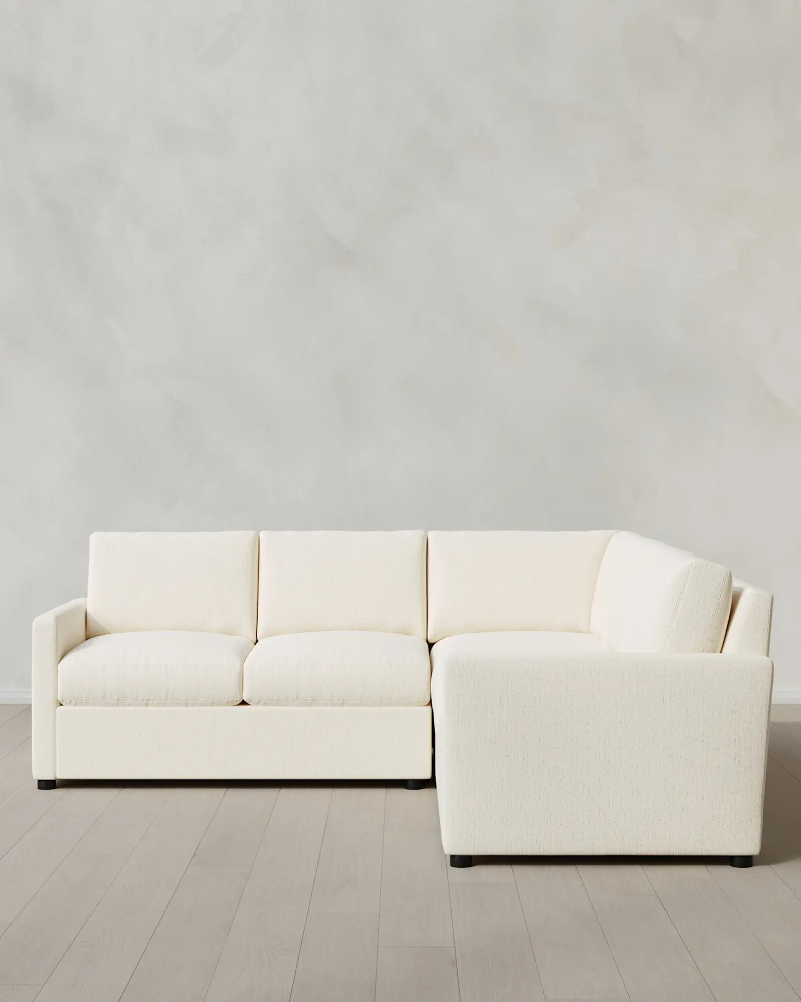 Brennan Performance Chenille Linen Blend L Sectional in Snow | Quince