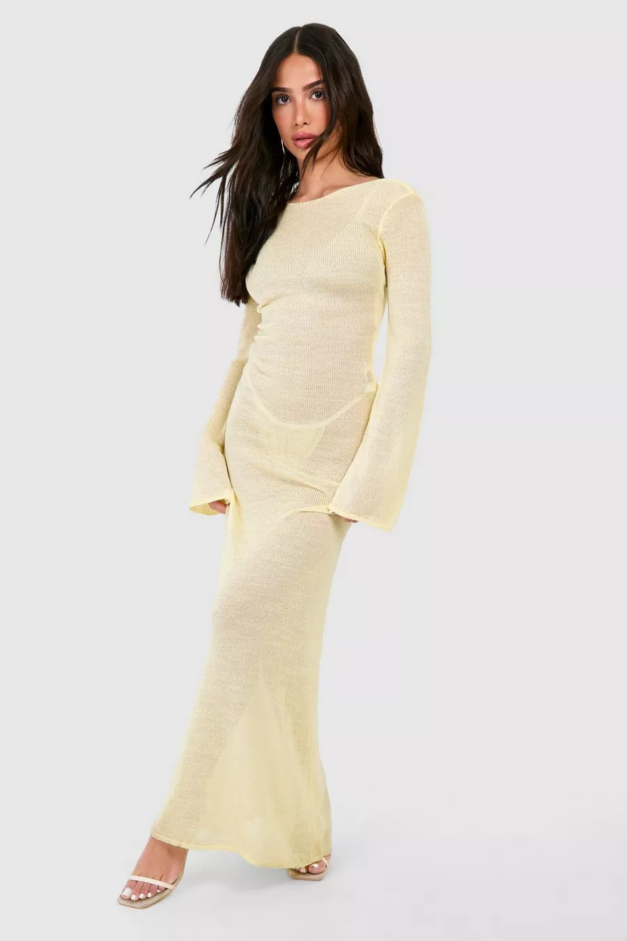 Petite Knit Low Back Maxi Beach Dress | boohoo (US & Canada)