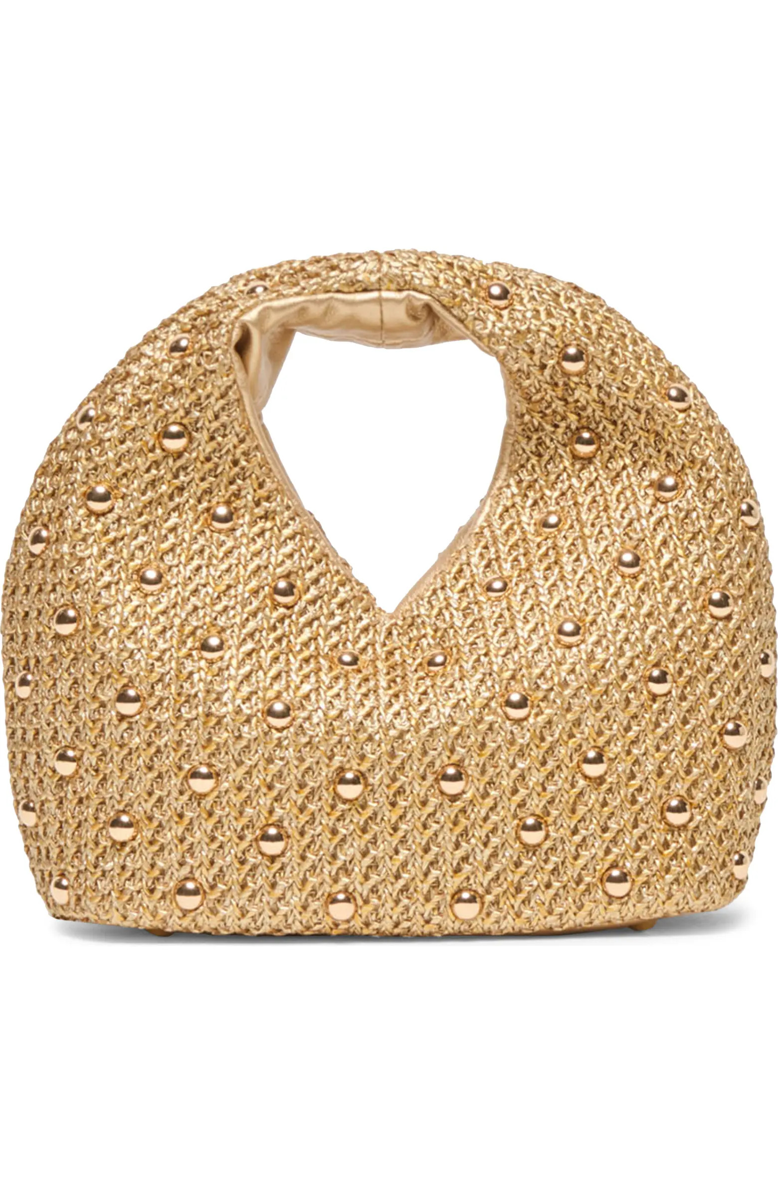 Dahlia Studded Woven Raffia Handbag | Nordstrom