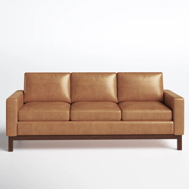 Alison 84'' Genuine Leather Square Arm Sofa | Wayfair North America