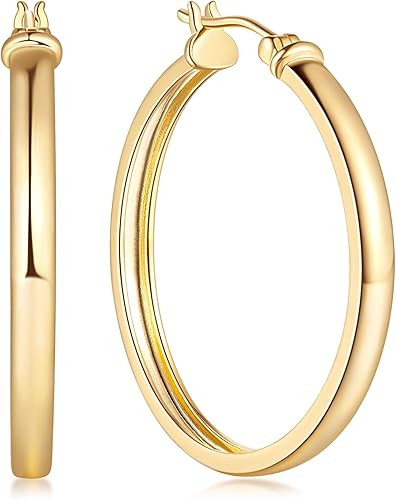 14K Gold Hoop Earrings for Women Gold Earrings for Womens Earrings Grandeur Thick Women’s Hoop ... | Amazon (US)
