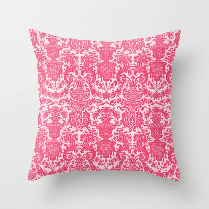 Hot Pink Scroll Throw Pillow | Society6