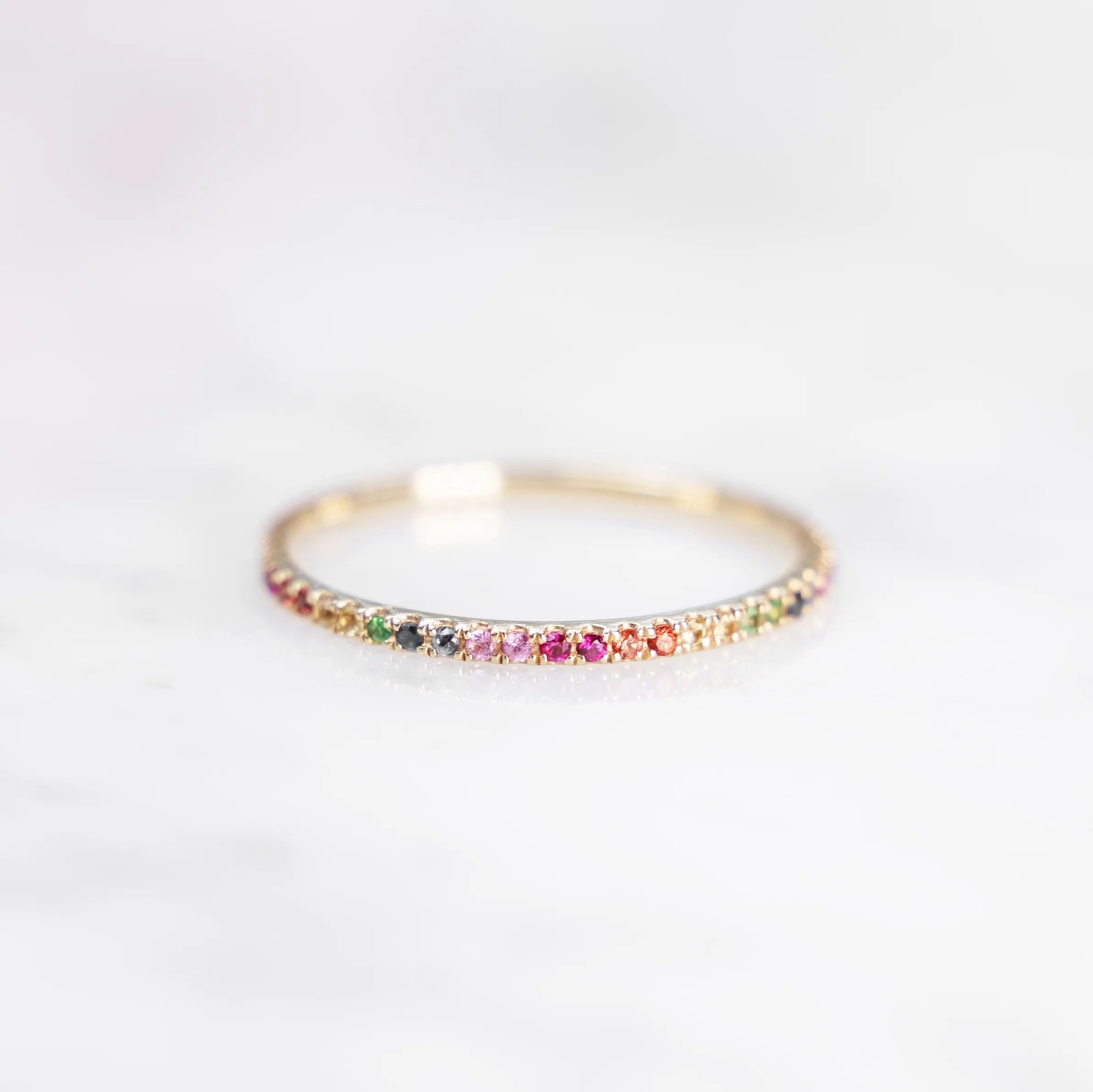 Dainty Rainbow Eternity Band | 14-Karat | Golden Thread