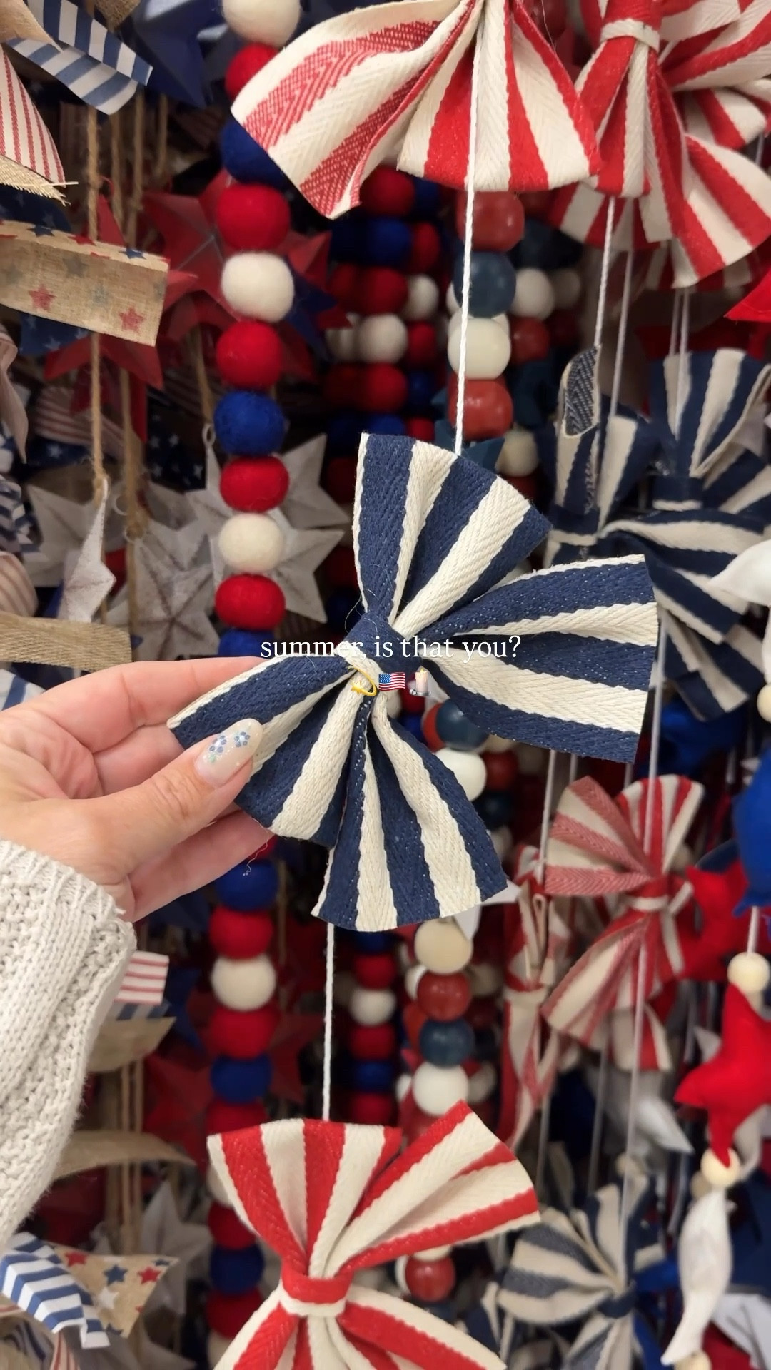 I gasped. A patriotic bow garland? 🇺🇸 She’s simple, she’s sweet, she’s everything my festive little heart needed 💫 🪩 

#LTKWatchNow #LTKHome #LTKSeasonal