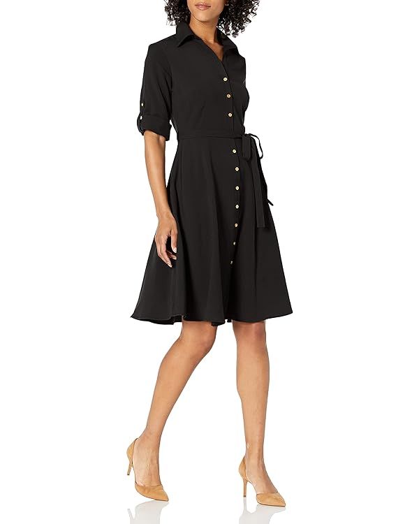 Sharagano Women's Button Front Pleated Shirt Casual Dress | Amazon (US)