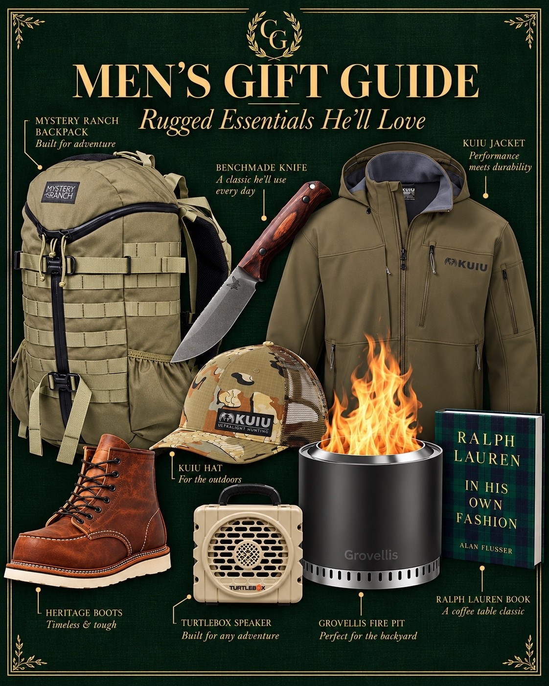 Men’s gift guide, gifts my husband would love, Christmas gifts for him, men’s boots, turtlebox, kuiu jacket, fire pit, mystery ranch backpack, camo hat. Glassalwaysfull

#LTKSeasonal #LTKMens #LTKHome
