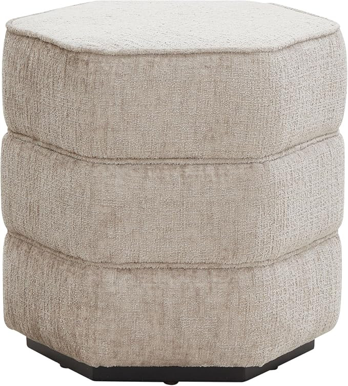 SAFAVIEH Couture Collection Rosaria Taupe Chenille Upholstered Hexagon Shape Ottoman Foot Stool A... | Amazon (US)