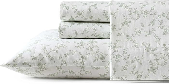 Laura Ashley - King Sheet Set, Buttery-Soft Bed Sheets with a Naturally Silky Smooth Cotton Satee... | Amazon (US)