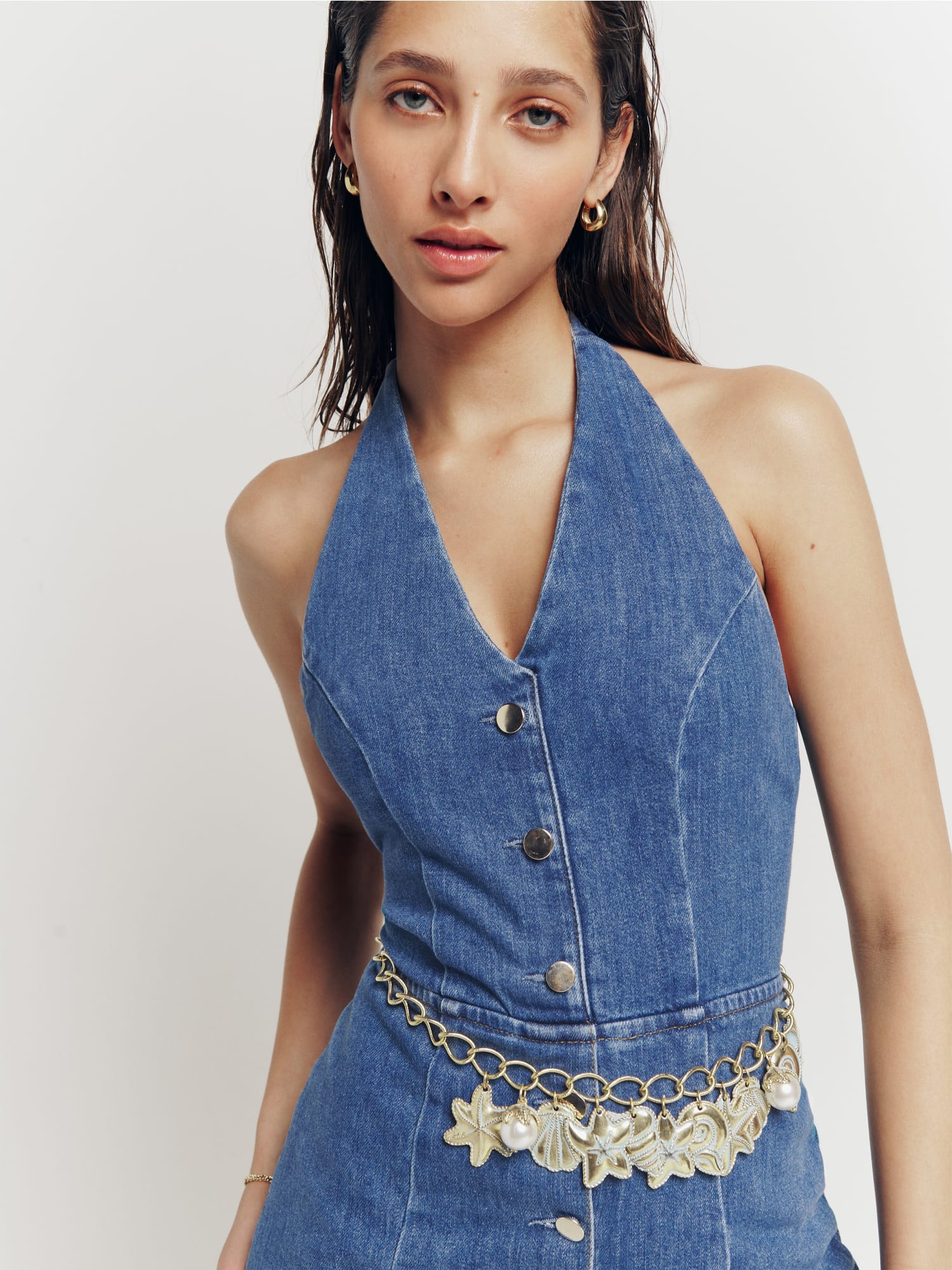Pamela Halter Denim Mini Dress | Reformation (Global)