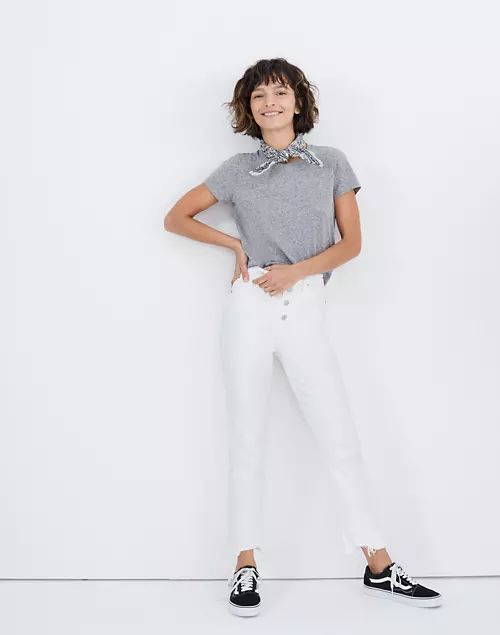The Petite Perfect Vintage Crop Jean in Tile White: Button-Front Edition | Madewell