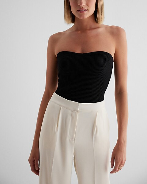 Ribbed Sweetheart Neckline Sweater Tube Top | Express