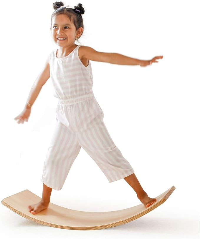 Wooden Wobble Balance Board Waldorf Toys Balance Board Kid Yoga Board Wooden Rocker Board 35 Inch... | Amazon (US)