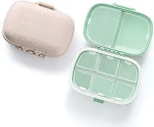 MEACOLIA 2 Pack 8 Compartments Travel Pill Organizer Box Moisture Proof Small Pill Case for Pocke... | Amazon (US)