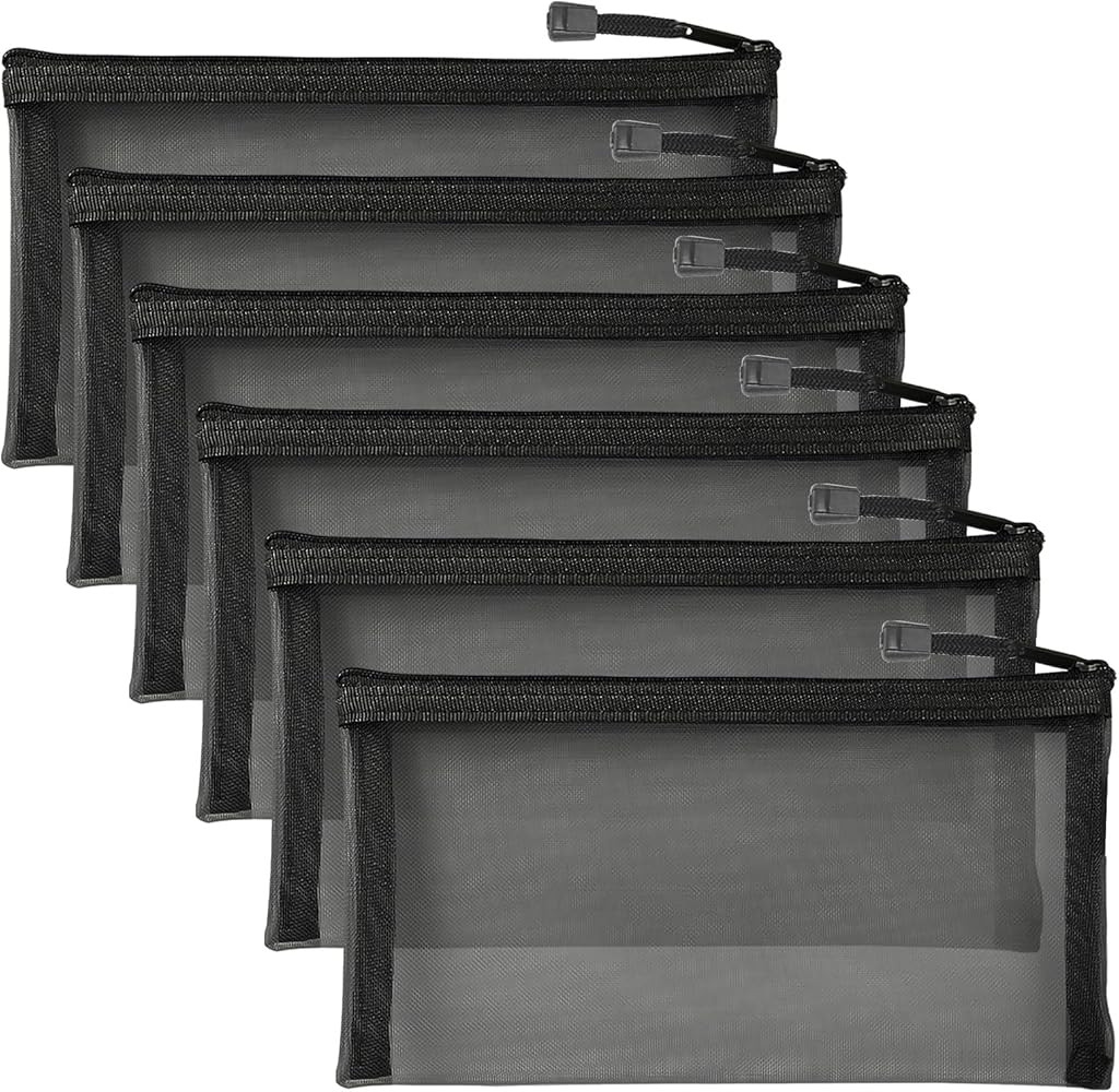 Mesh Bags with Zipper (6 Packs), Small Nylon Makeup Bag Cosmetic Pouches Travel Organizer Case fo... | Amazon (US)