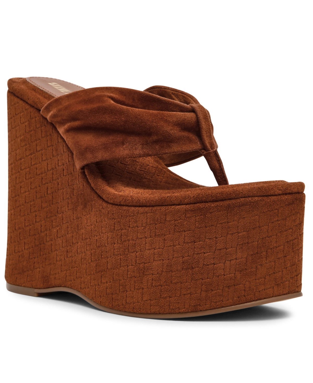 Steve Madden Women's Saucy High-Platform Wedge Heel Sandals - Chestnut Suede | Macy's