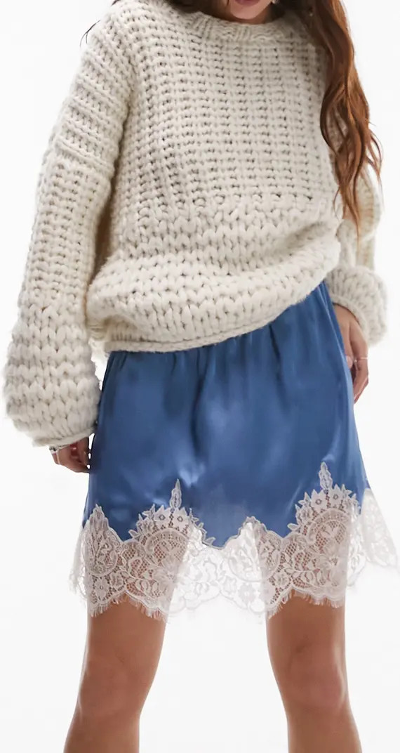 Lace Hem Satin Skirt | Nordstrom