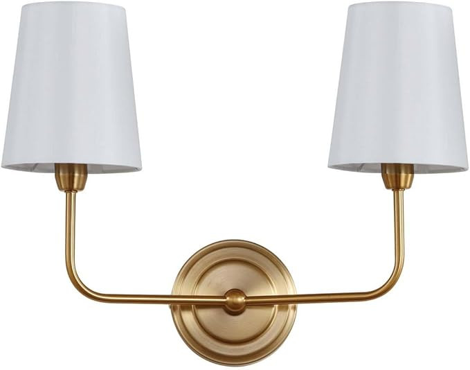 Safavieh Lighting Ezra Brass Gold 2-Light Wall Sconce (LED Bulbs Included) | Amazon (US)