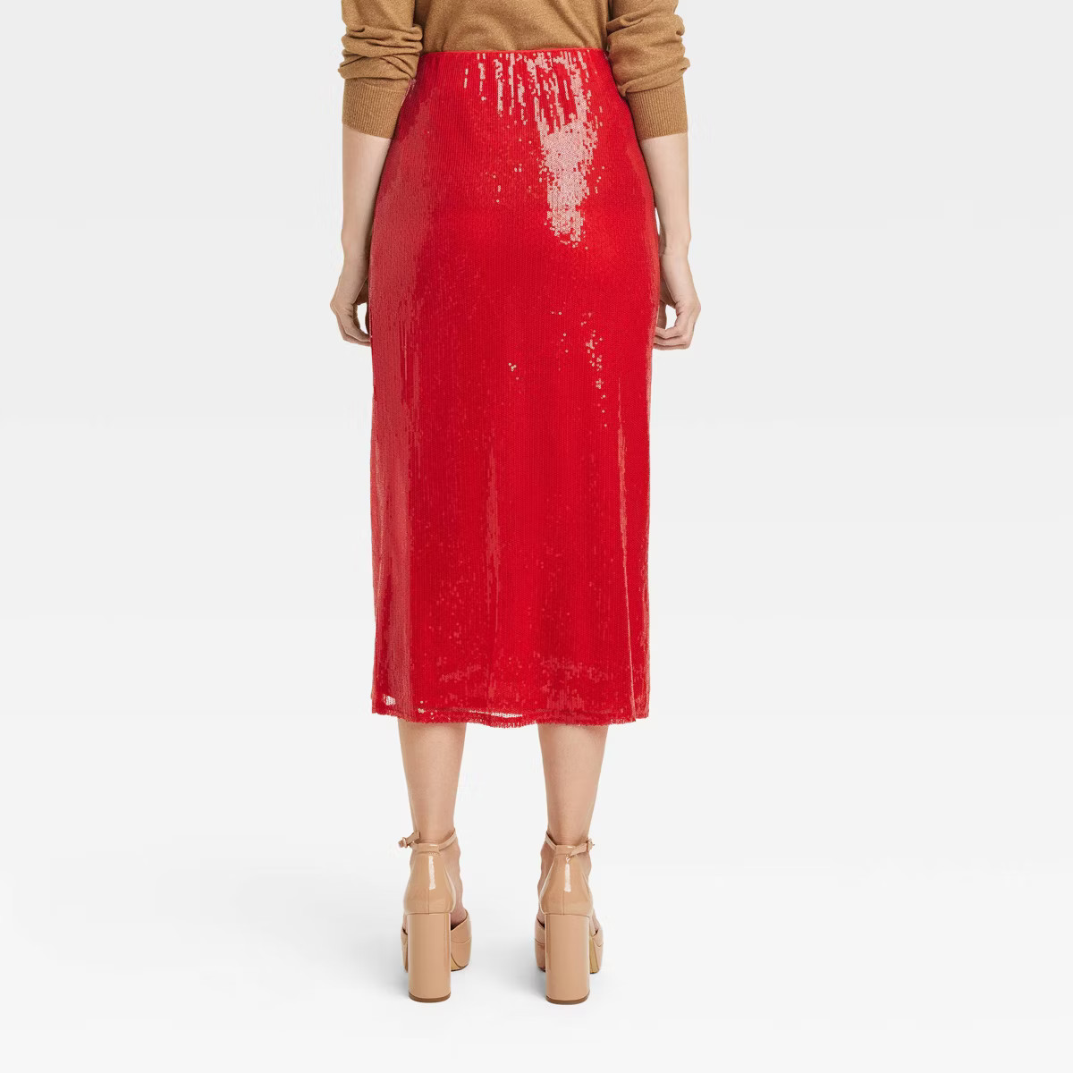 Women's Sequin A-Line Midi Skirt - A New Day™ Red | Target