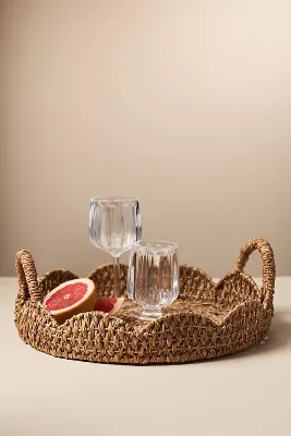 Scallop Braided Rattan Tray | Anthropologie (US)