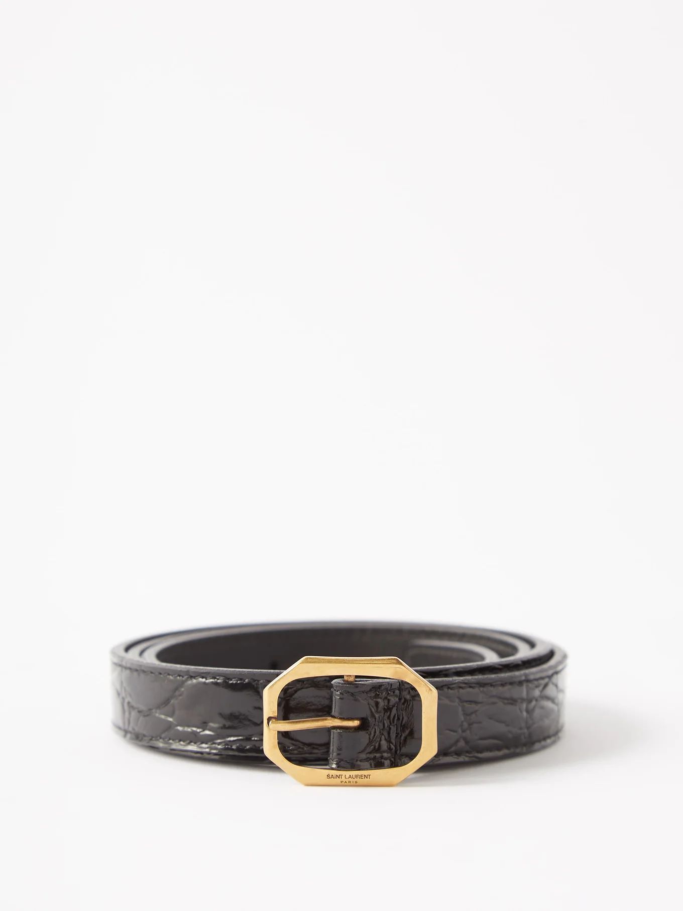 Crocodile-effect leather belt | Saint Laurent | Matches (US)