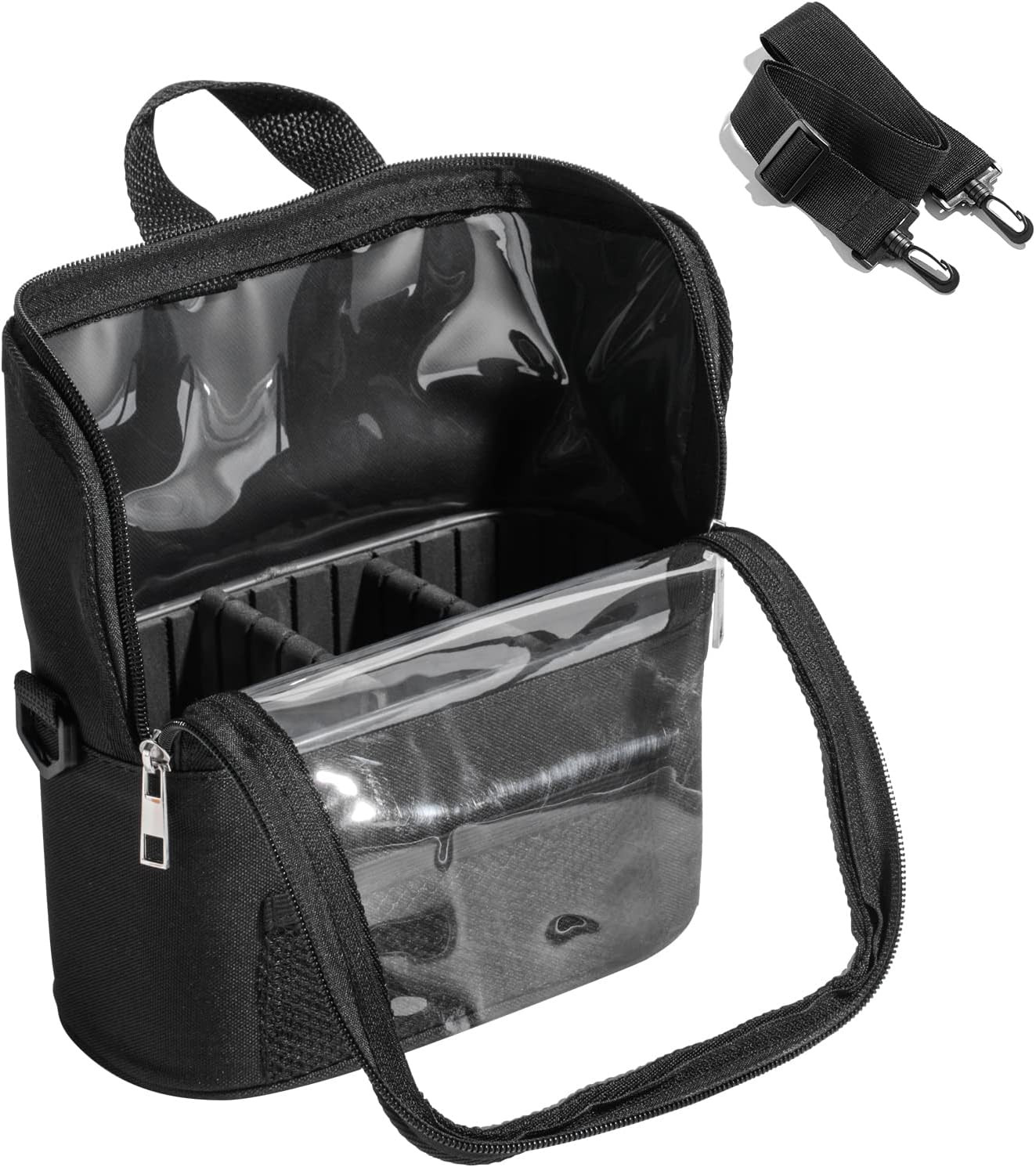 BS-MALL Makeup Bag Transparent PVC Clear Makeup Brush Holder Makeup Tool Organizer Bag Makeup Brush Bag with Shoulder | Amazon (US)
