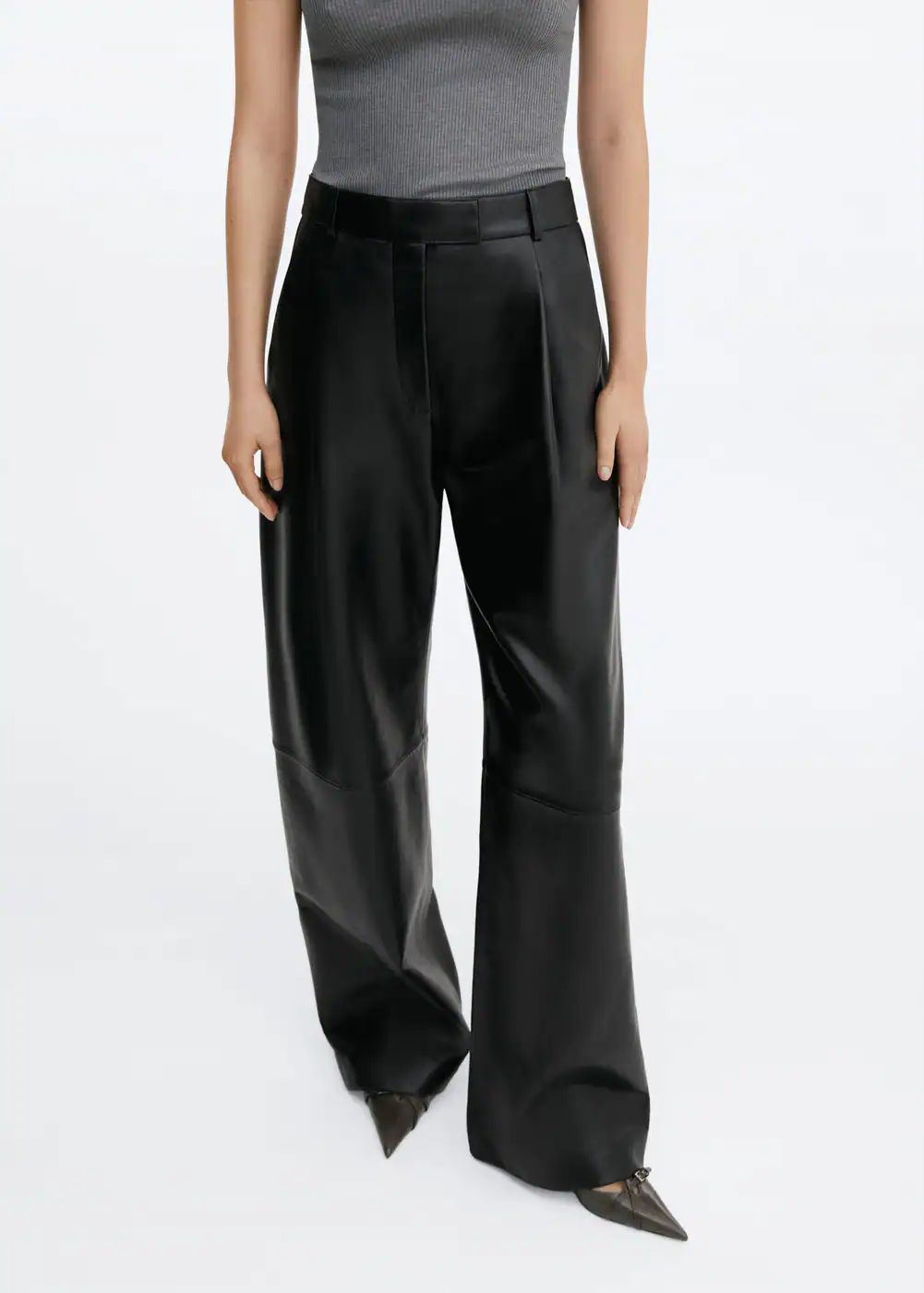 Straight-fit leather pants -  Women | Mango USA | MANGO (US)