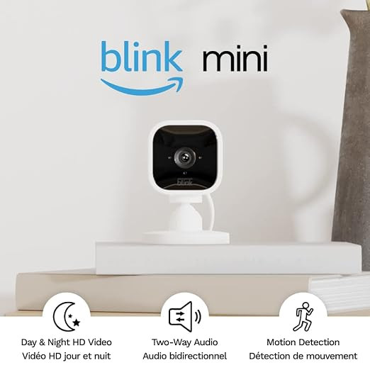 Blink Mini – Compact indoor plug-in smart security camera, 1080p HD video, night vision, motion... | Amazon (CA)