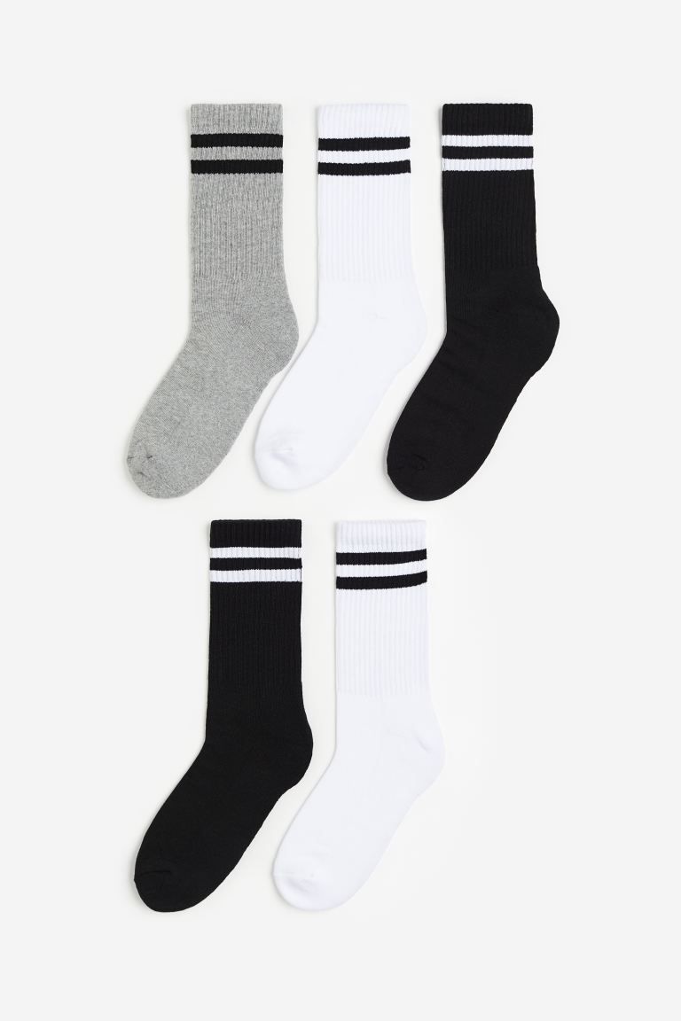 5-pack Ribbed Socks - Black/white - Kids | H&M US | H&M (US + CA)