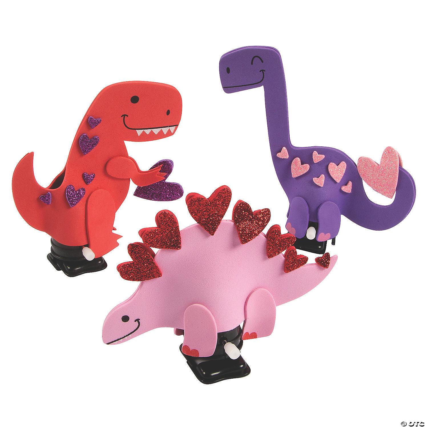 Valentine Dinosaur Wind-Up Toy Craft Kit - Makes 12 | Oriental Trading Company