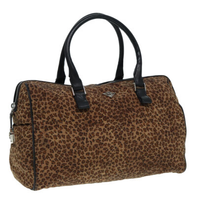 BOTTEGAVENETA Leopard Hand Bag Nylon Brown Auth bs17362  | eBay | eBay US