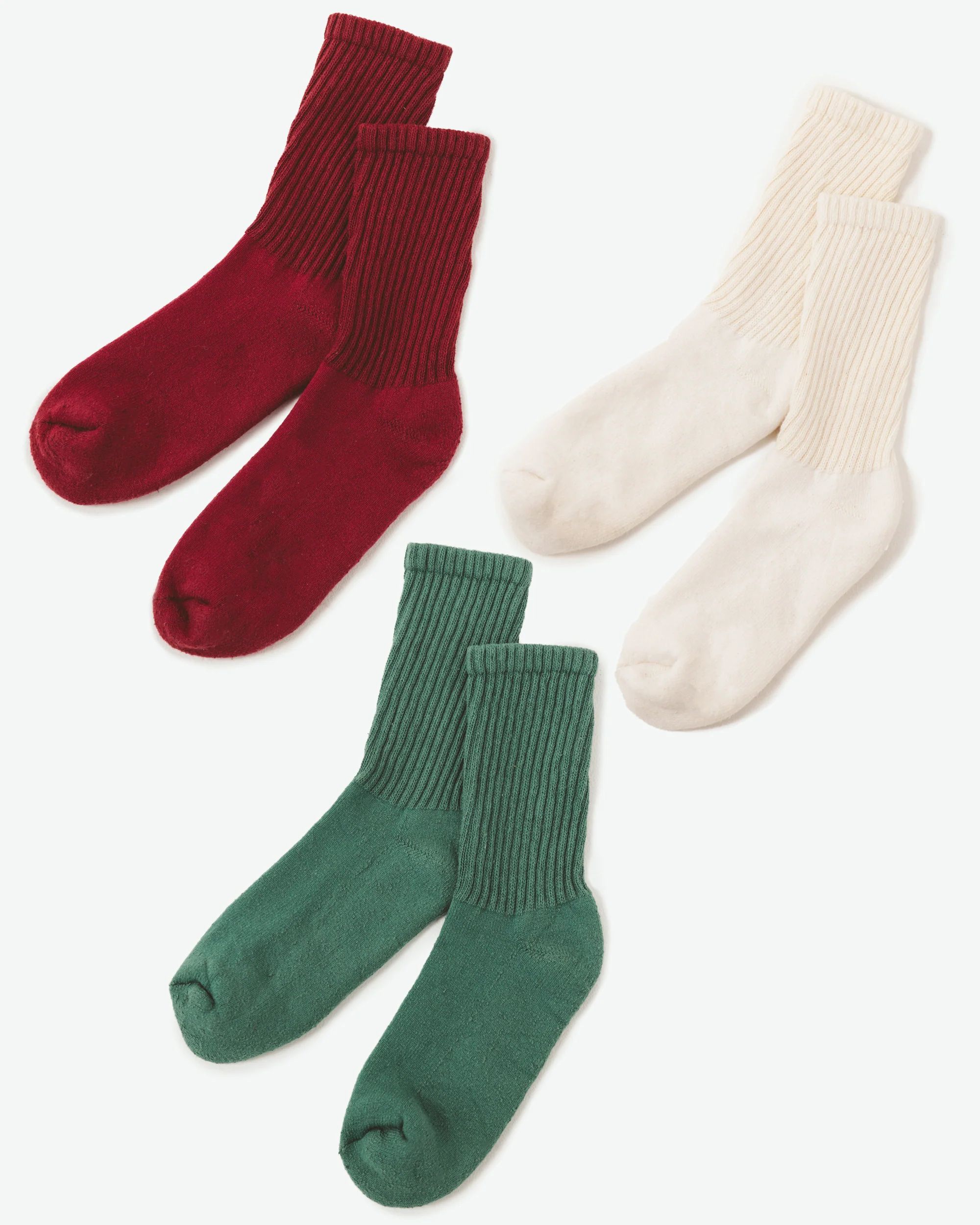 The Everyday Sock - Crew Sock 3-Pack - Juniper/Ruby/Oat Milk | Printfresh