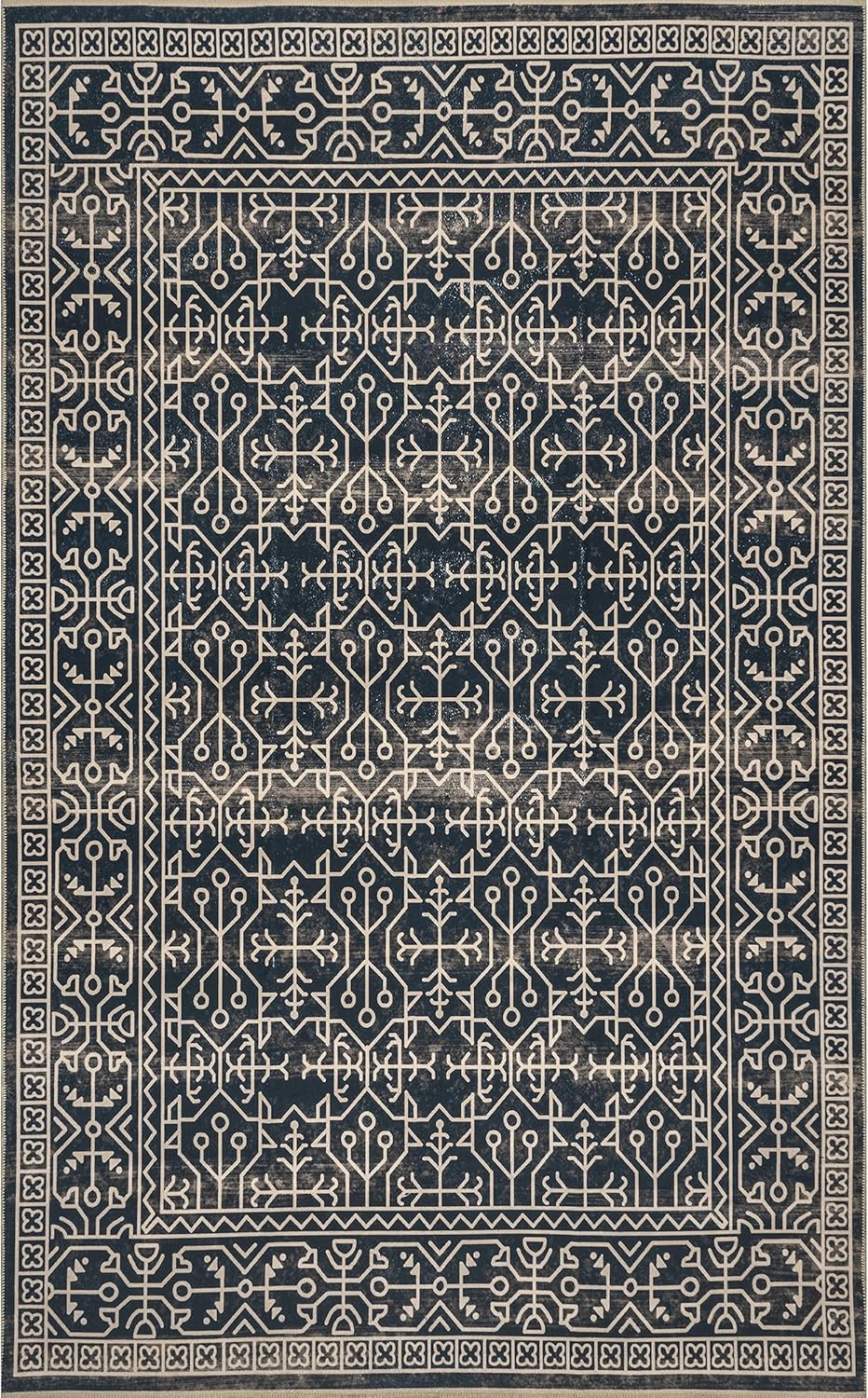 nuLOOM Beverly Machine Washable Global Inspired Area Rug, 4' x 6', Navy | Amazon (US)