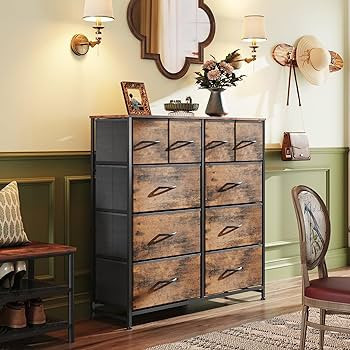WLIVE Fabric Dresser for Bedroom, Storage Drawer Unit,Dresser with 10 Deep Drawers for Office, Co... | Amazon (US)