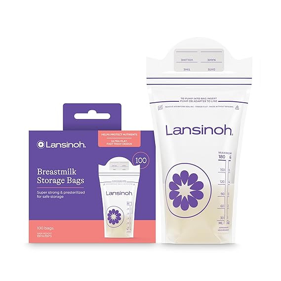 Lansinoh Breastmilk Storage Bags, 100 Count, Baby Essentials, Fast Freeze & Thaw Breast Milk Bags... | Amazon (US)