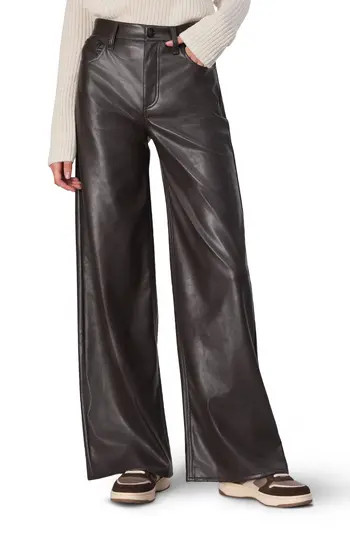 rag & bone Sofie High Waist Faux Leather Wide Leg Pants in Dark Brown at Nordstrom Rack, Size 28 | Nordstrom Rack