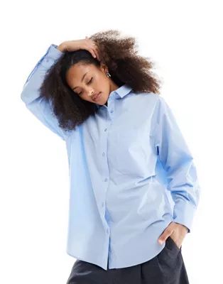 ASOS DESIGN oversized cotton shirt in light blue | ASOS | ASOS (Global)